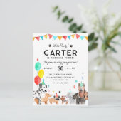 Laten we Pawty Party Dier Kinder Puppy Dog Verjaar Briefkaart (Staand voorkant)