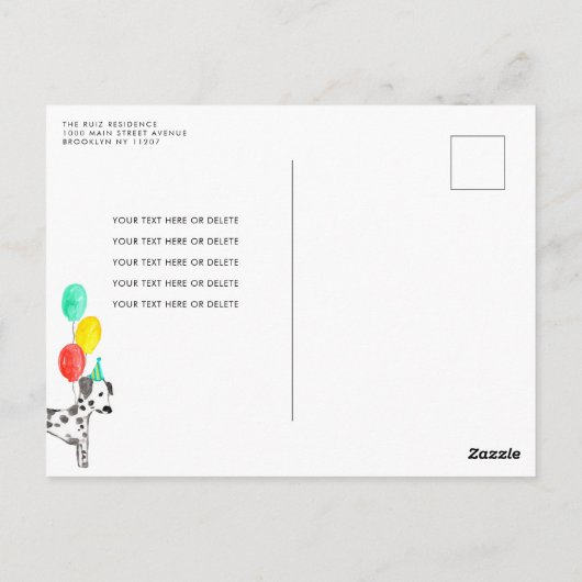 Laten we Pawty Party Dier Kinder Puppy Dog Verjaar Briefkaart (Achterkant)