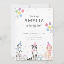 Laten we Pawty Pastel Puppy Dog Verjaardag Uitnodi Kaart