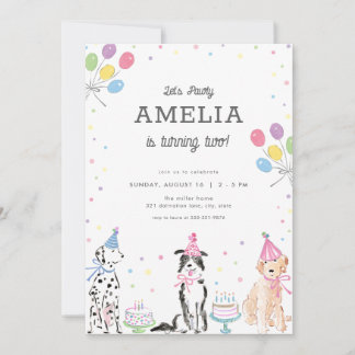 Laten we Pawty Pastel Puppy Dog Verjaardag Uitnodi Kaart