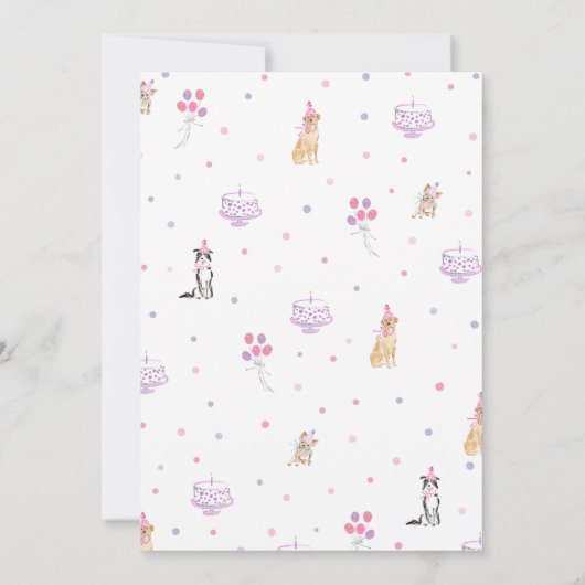 Laten we Pawty Pink Girl Dog Verjaardag Uitnodigin Kaart (Achterkant)
