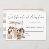 Laten we Pawty Puppy Dog Adoption Certificate Kaar Bedankkaart (Voorkant / Achterkant)