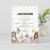 Laten we Pawty Puppy Dog Verjaardag uitnodiging (Staand voorkant)