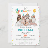 Laten we Pawty Puppy Dog Verjaardag uitnodiging (Voorkant)