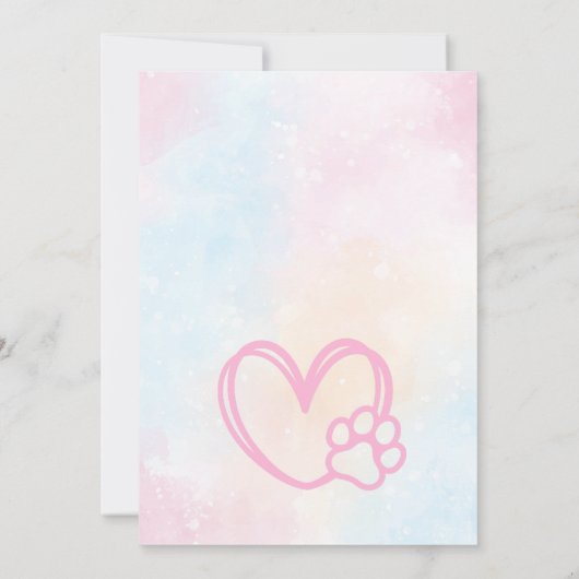 Laten we pawty roze schattig kitten kat verjaardag kaart (Achterkant)