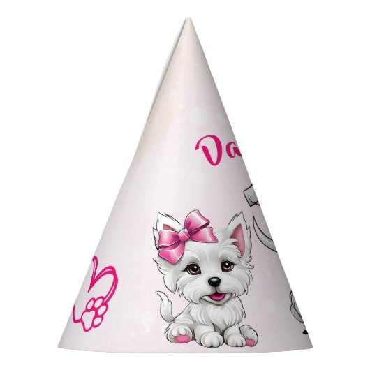 Laten we pawty roze schattige puppies birthday ged feesthoedjes (Links)