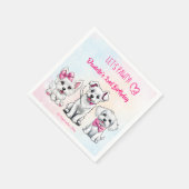Laten we pawty roze schattige puppies birthday ged servet (Hoek)