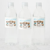 Laten we pawty schattige puppies verjaardagsbedruk waterfles etiket (Flessen)