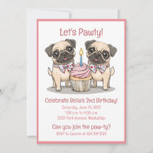 Laten we Pawty Verjaardag Pug Dogs Cupcake