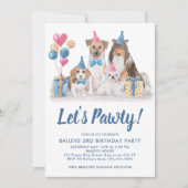 Laten we Pawty Waterverf Puppy Party Dog Birthday Kaart (Voorkant)