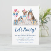 Laten we Pawty Waterverf Puppy Party Dog Birthday Kaart (Staand voorkant)
