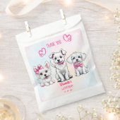 Laten we pawty wit roze schattige puppies verjaard bedankzakje (Geknipt)