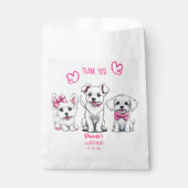 Laten we pawty wit roze schattige puppies verjaard bedankzakje (Voorkant)