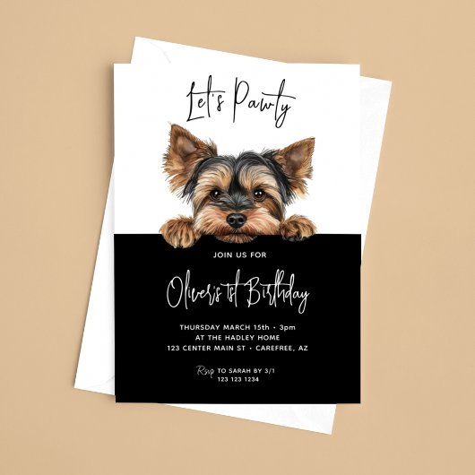 Laten we Pawty Yorkshire Terrier 1e verjaardag Kaart