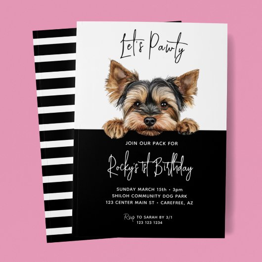 Laten we Pawty Yorkshire Terrier Dog 1e verjaardag Kaart