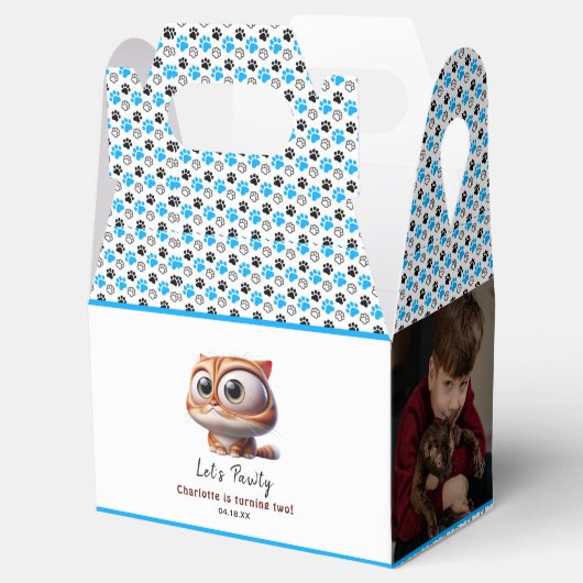 Laten we Pawty zijn! Schattige Cat 2e verjaardagsf Bedankdoosjes (Geopend)