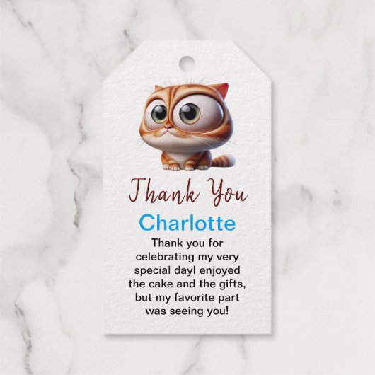 Laten we Pawty zijn! Schattige Cat 2e verjaardagsf Cadeaulabels (Achterkant)