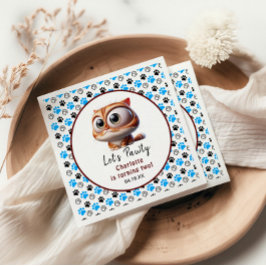 Laten we Pawty zijn! Schattige Cat 2e verjaardagsf Servet