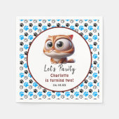 Laten we Pawty zijn! Schattige Cat 2e verjaardagsf Servet (Voorkant)