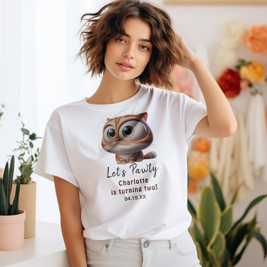 Laten we Pawty zijn! Schattige Cat 2e verjaardagsf T-shirt