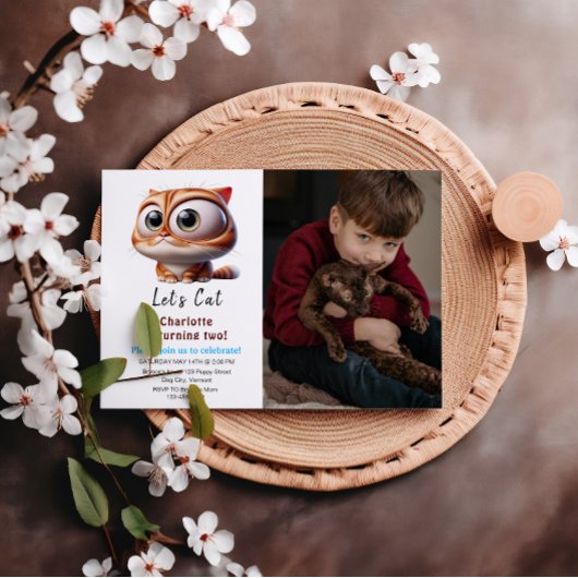 Laten we Pawty zijn! Schattigee kat 2e verjaardag  Kaart