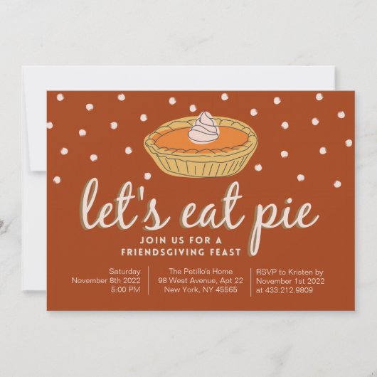 Laten we Pie eten - Friendsgiving Invitation Kaart (Voorkant)