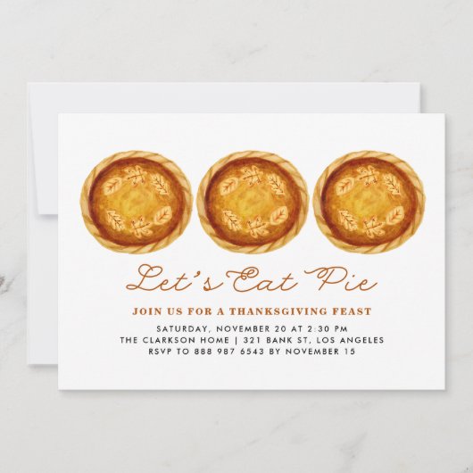 Laten we Pie eten | Thanksgiving van Waterverf-knu Kaart (Voorkant)