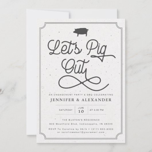Laten we Pig Out Green I Do BBQ Engagement Party Kaart (Voorkant)
