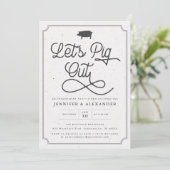 Laten we Pig Out Green I Do BBQ Engagement Party Kaart (Staand voorkant)