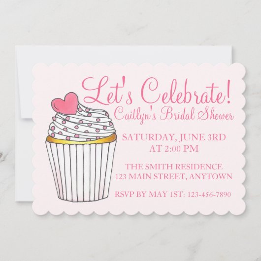 Laten we Pink Cupcake Bruids Baby Shower Vieren Kaart (Voorkant)