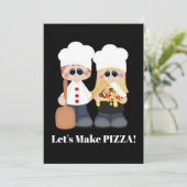 Laten we Pizza feestuitnodiging maken Kaart (Staand voorkant)