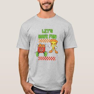 Laten we plezier hebben Grappige kip en pizza T-shirt