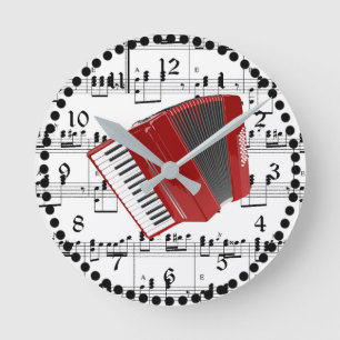 Laten we Polka dansen, rode accordeon op bladmuzie Ronde Klok