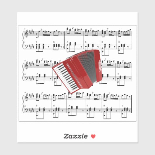 Laten we Polka, Rode Accordeon, Sticker (Vel)