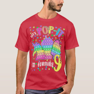 Laten we Pop-het ik maak 9 kleurrijke 9de verjaard T-shirt
