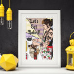 Laten we Pop Tattoo maken, Dame Baking Poster<br><div class="desc">Ik tekende dit afbeelding van mijn dochter die met kerst in de keuken kookte met een retro pop kunstbloem.</div>