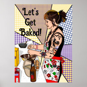 Laten we Pop Tattoo maken, Dame Baking Poster