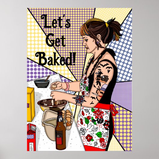 Laten we Pop Tattoo maken, Dame Baking Poster (Voorkant)