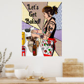 Laten we Pop Tattoo maken, Dame Baking Poster (Keuken)