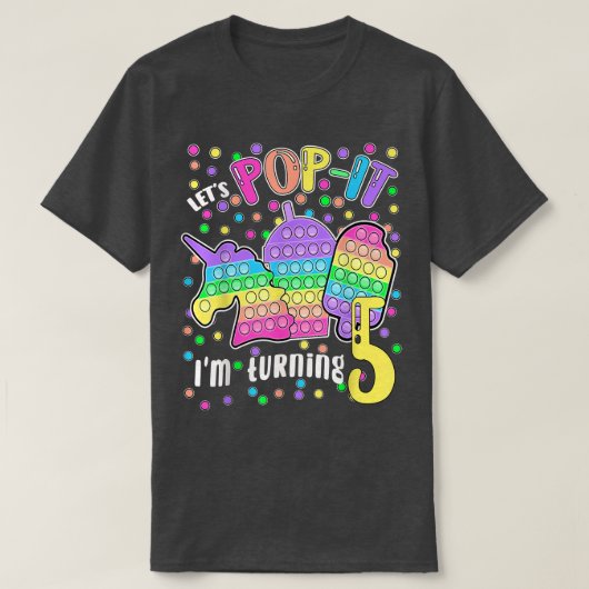 Laten we Popit die ik 5 kleurrijke 5th Birthday Gi T-shirt (Design voorkant)