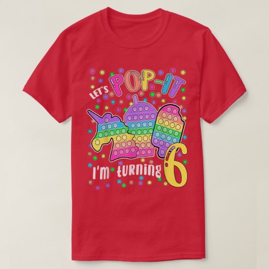 Laten we Popit die ik 6 kleurrijke 6th Birthday Gi T-shirt (Design voorkant)