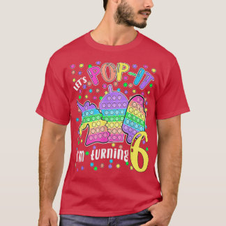 Laten we Popit die ik 6 kleurrijke 6th Birthday Gi T-shirt