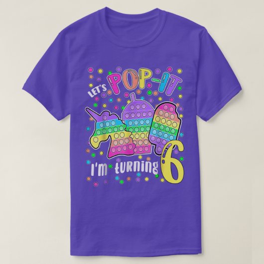 Laten we Poppen dat ik 6 kleurrijke 6th Birthday G T-shirt (Design voorkant)