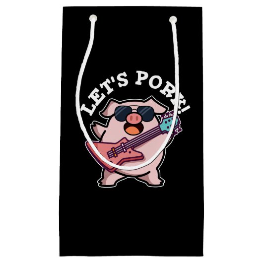 Laten we Pork Funny Rock en Roll Pun Dark BG Klein Cadeauzakje (Voorkant)
