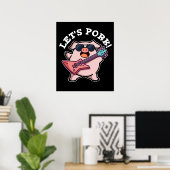 Laten we Pork Funny Rock en Roll Pun Dark BG Poster (Thuiskantoor)