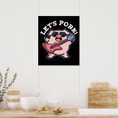 Laten we Pork Funny Rock en Roll Pun Dark BG Poster (Keuken)