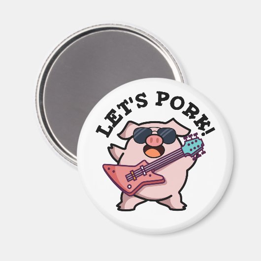 Laten we Pork Funny Rock Guitar Pig Pun Magneet (Voorkant / Achterkant)