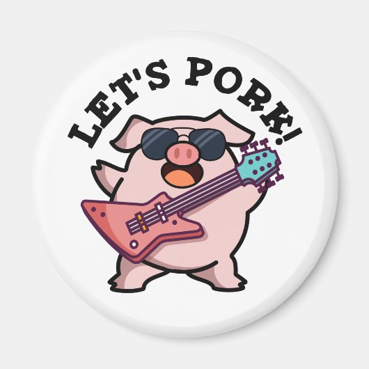 Laten we Pork Funny Rock Guitar Pig Pun Magneet (Voorkant)