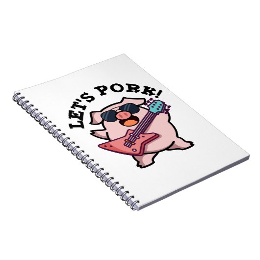 Laten we Pork Funny Rock Guitar Pig Pun Notitieboek (Rechterzijde)