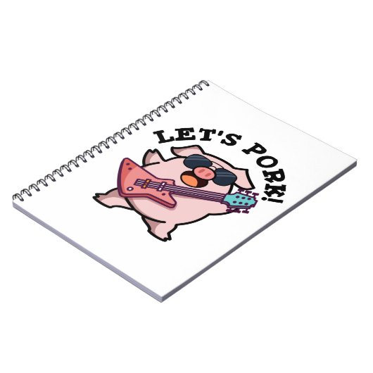 Laten we Pork Funny Rock Guitar Pig Pun Notitieboek (Linkerzijde)